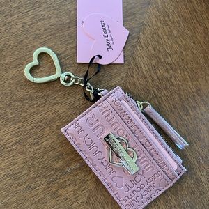 JUICY COUTURE Glam Card Case Blush Pink Rose NWT! Wallet Keychain LQQK!